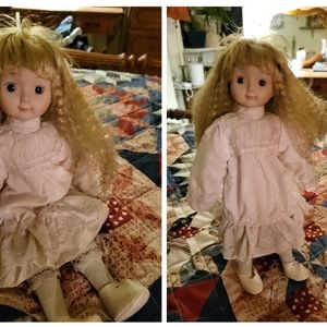 15" Cloth & Porcelain Doll